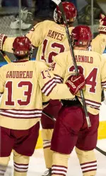 BC's line of Gaudreau-Arnold-Hayes combined for six goals and seven assists and a +15 plus/minus rating