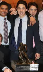 Johnny Gaudreau leaves Boston College as a top 10 scorer all-time. Gaudreau signed with Calgary moments after the Hobey Baker award presentation.