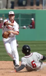 The Eagles turned four doubles on the day, including three in game one.