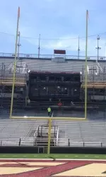 Installation of the new video boards has begun at Alumni Stadium.