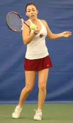 Sophomore Emily Safron improved in her doubles play