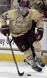 Through 19 games, third-year defenseman Teddy Doherty leads the Eagles with 15 points (5-10-15)