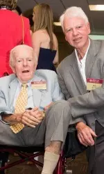 Dr. Thomas Giblin '50 (right) with Boston Globe writer Bob Ryan '68