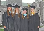 Emily Pfalzer (far right), the 2015 Eagle of the Year recipient, was one of 15 women's ice hockey players to be named to the All-ACC Honor Roll.