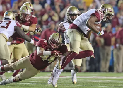 Ty Schwab makes a tackle against Florida State