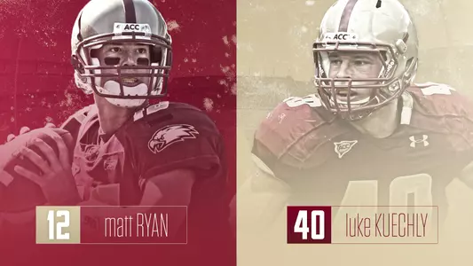 Matt Ryan _ Luke Kuechley jersey retirement announcement