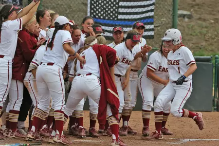 Softball team celebration