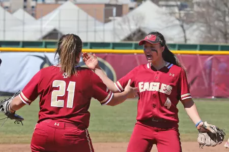 Senior 3B Tatiana Cortez and junior SS Chloe Sharabba