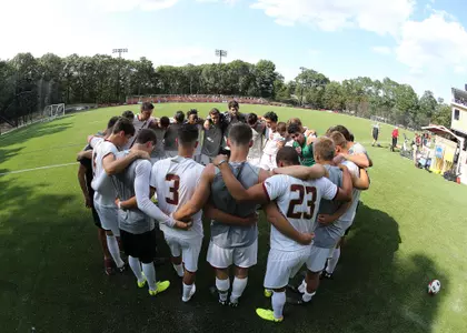 Men's Soccer huddle