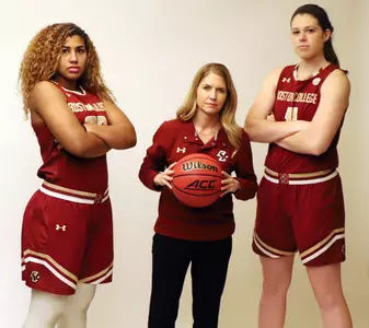 Milan Bolden-Morris, Coach Mac, Emma Guy at ACC Tipoff