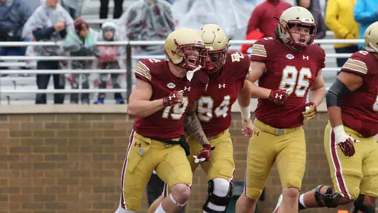 Ben Glines celebrates a touchdown vs. Louisville in 2018.