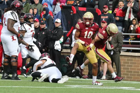 Brandon Sebastian celebrates a tackle vs. Louisville