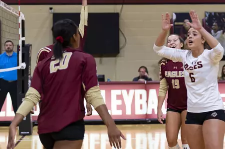 Jewel Strawberry and Torey Baum celebrate a point