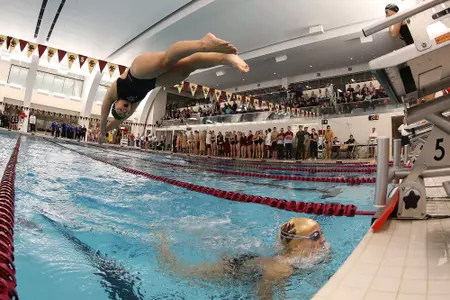 Women's swim entering the pool during the Northeast Catholic Invitational