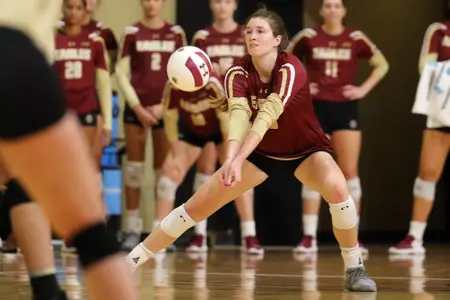 Clare Naughton puts up a dig against Wake Forest