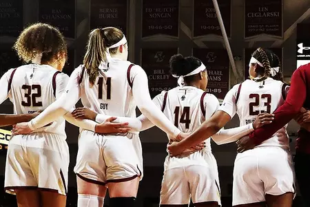 Standing for the National Anthem prior to Lowell game on Nov. 5, 2019