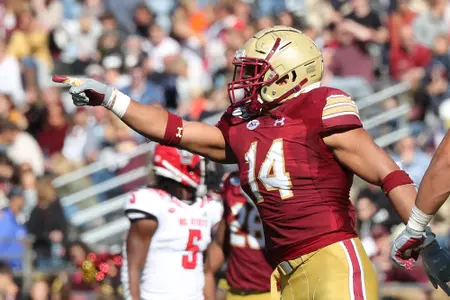 Max Richardson celebrates a tackle vs. NC State