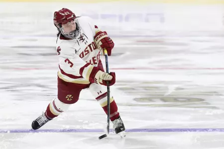 Cayla Barnes shots the puck in a recent game against Northeastern.