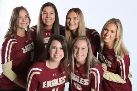Posed photo of the volleyball senior class