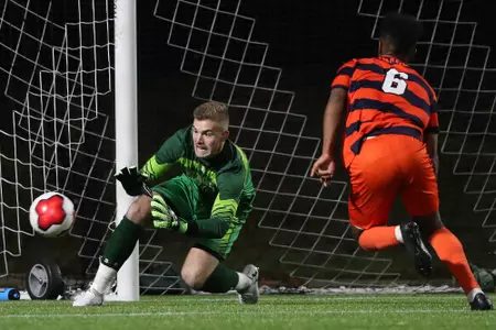 Christian Garner makes a save in the 2-1 win over Syracuse on Nov. 1, 2019.