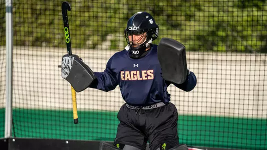 Sarah Dwyer in goal vs. BU