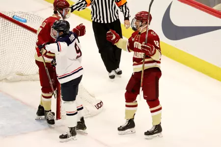 Rasanen celebrates a hat trick at UConn