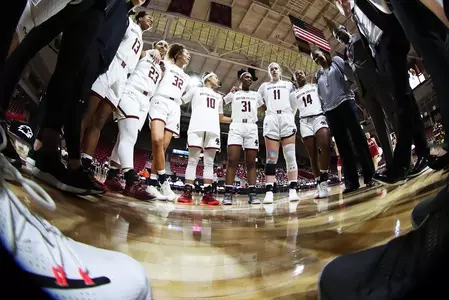 Pregame huddle prior to the VCU game on November 24, 2019