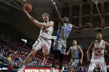 BC's Julian Rishwain drives to the basket vs. CCSU