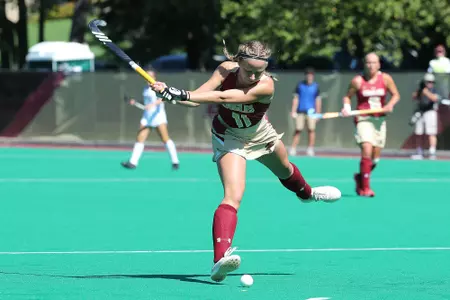 Charlotte Von Huelsen taking a shot against Northeastern