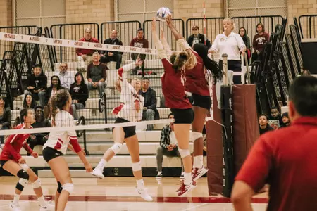 Amaka Chukwujekwu and Sophie West blocking at Harvard