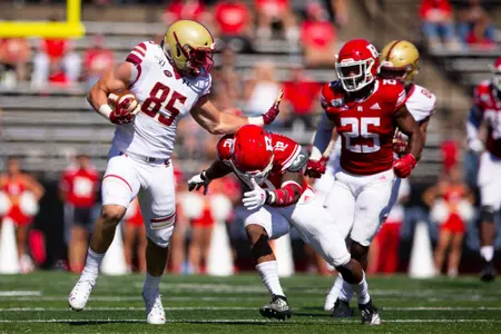 Korab Idrizi runs away from a tackler at Rutgers