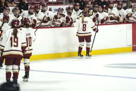 Hadley Hartmetz celebrates a goal against the PWHPA.