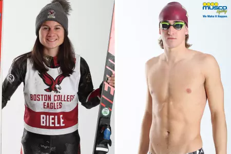 Parker Biele (left) and Matt Clark (right) pose for Eagle of the Week.