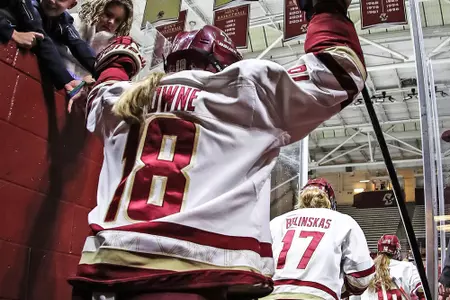 Kelly Browne heads out to the ice for a game.