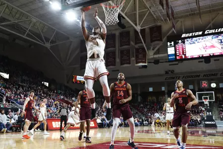 Jairus Hamilton scores at the rim against Virginia Tech