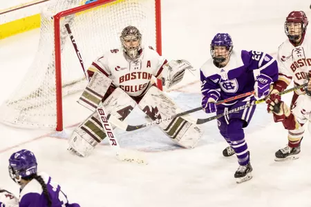 Molly Barrow in action in goal against Holy Cross.