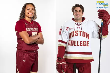 Makayla Dickens (left) and Ron Greco (right) pose for Eagle of the Week.