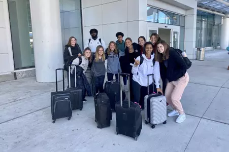 Student-athletes pose as part of the Devlin SAFE 2020 Service Immersion Trip