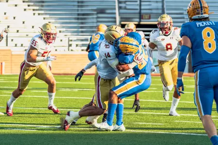 Max Richardson stuffs the ball carrier in the backfield vs. Pitt