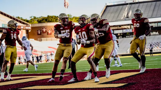 Brandon Sebastian celebrates an interception vs. UNC
