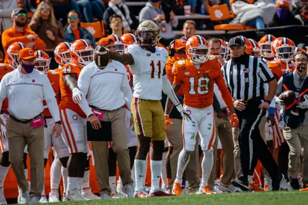 CJ Lewis makes the catch a signals for a first down at Clemson