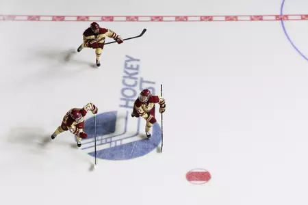 The Eagles take the ice before a game.