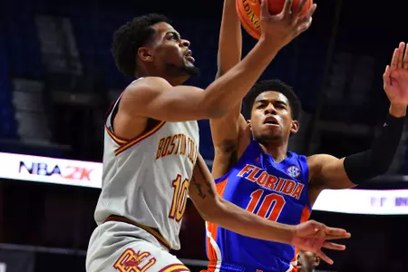 Wynston Tabbs drives the lane vs. Florida