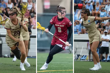 Collage of in-game action photos of Cara Urbank, Charlotte North and Sheila Rietano
