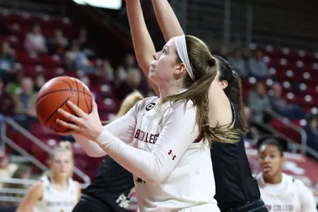 Emma Guy scores inside as she notched her 1,000th point against Wake Forest on Sunday, 2.2.20.