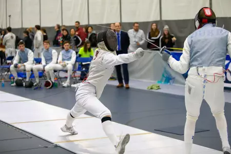 Brian Wang competes at the ACC Fencing Championships.