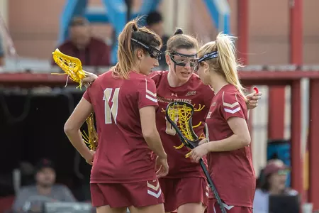 Sheila Rietano, Charlotte North and Hollie Schleicher talk before taking on USC