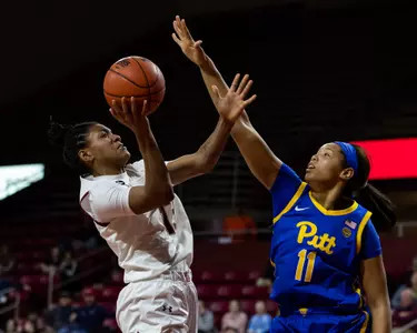 Taylor Soule rises above the defense to score against Pittsburgh, Feb. 20, 2020