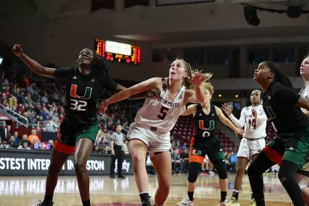 Georgia Pineau battles under the basket.