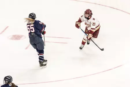 Lindsay Agnew watches her shot against UConn.